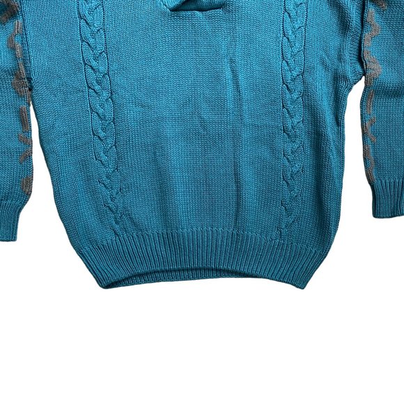 Vintage Eddie Bauer Shawl Neck Grandpa Sweater Old Money Cable Knit Fisherman-XL - Picture 8 of 11